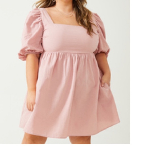 ARULA Kaelie Puff Sleeve Babydoll Mini Dress Size A 1X PINK - Picture 1 of 10